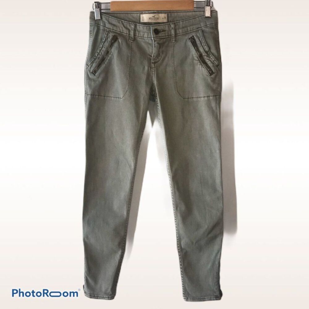 Hollister Girls Green Cargo Pants w/ Ankle Zipper 0115